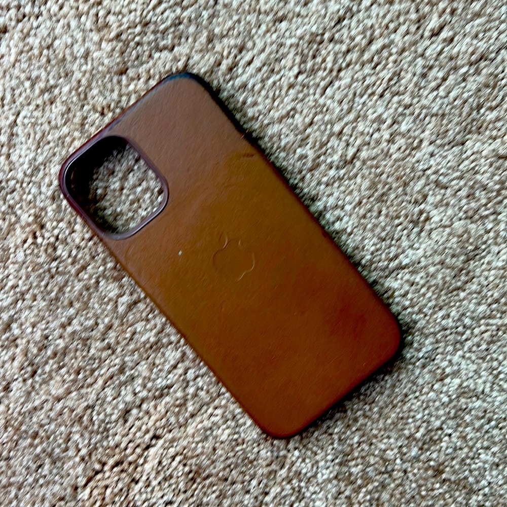 Leather magsafe Apple iPhone 12 mini case - cognac